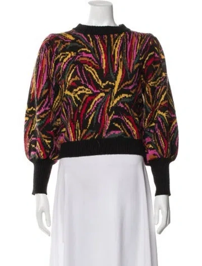 Pre-owned Farm Rio Printed Crew Neck Sweater In Black