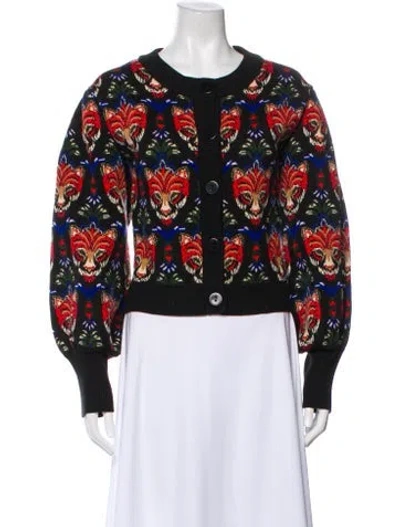 Pre-owned Farm Rio Printed Crew Neck Sweater In Black