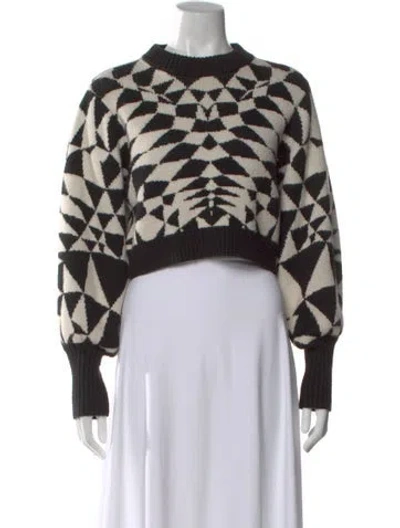 Pre-owned Farm Rio Printed Crew Neck Sweater In Black