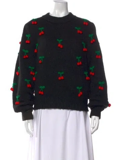 Pre-owned Farm Rio Printed Crew Neck Sweater In Black
