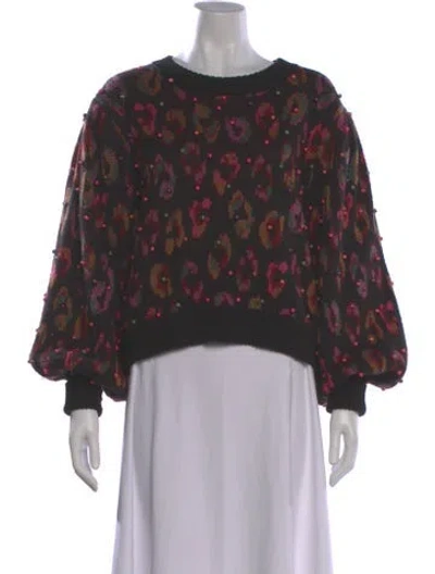 Pre-owned Farm Rio Printed Crew Neck Sweater In Multi