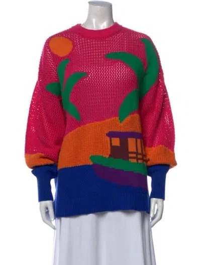 Pre-owned Farm Rio Printed Crew Neck Sweater In Multicolor
