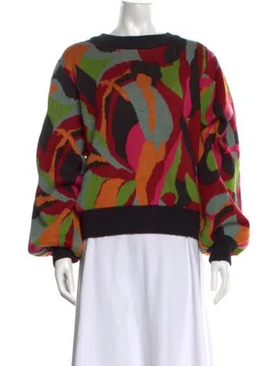 Pre-owned Farm Rio Printed Crew Neck Sweater In Multicolor