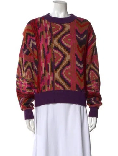 Pre-owned Farm Rio Printed Crew Neck Sweater In Purple