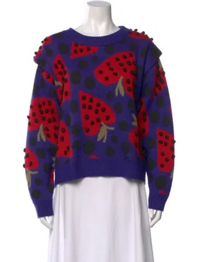 Pre-owned Farm Rio Printed Crew Neck Sweater In Purple