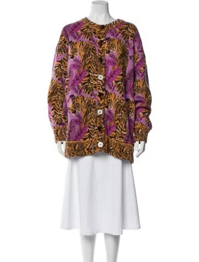 Pre-owned Farm Rio Printed Crew Neck Sweater In Purple