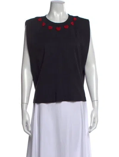 Pre-owned Farm Rio Printed Crew Neck Top In Black