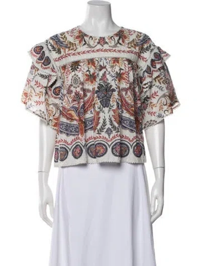 Pre-owned Farm Rio Printed Crew Neck Top In Pink