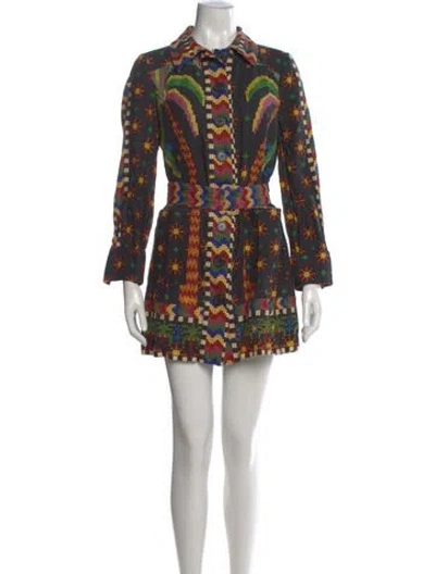 Pre-owned Farm Rio Printed Dress In Black