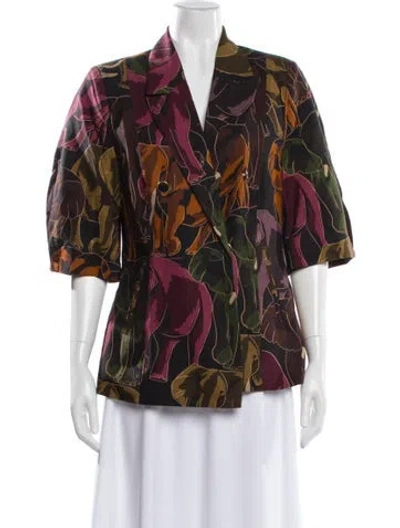 Pre-owned Farm Rio Printed Evening Jacket In Brown