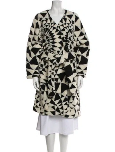 Pre-owned Farm Rio Printed Faux Fur Coat In White