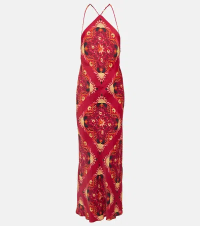 Farm Rio Printed Halterneck Maxi Dress In Pink