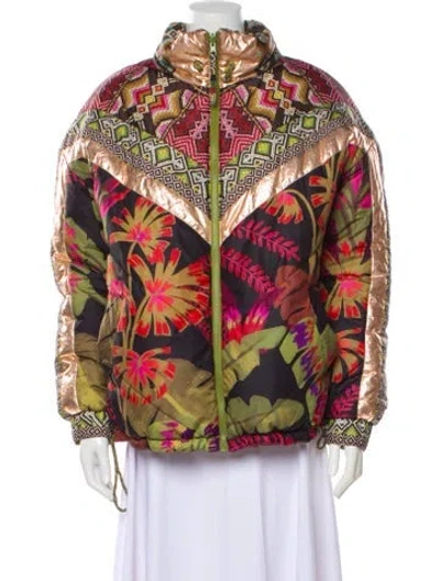 Pre-owned Farm Rio Printed Jacket In Green