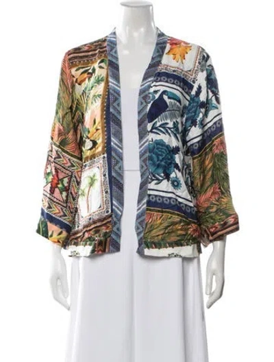 Pre-owned Farm Rio Printed Jacket In Green
