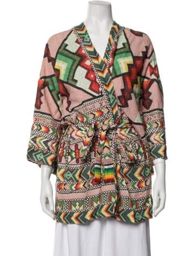 Pre-owned Farm Rio Printed Jacket In Red