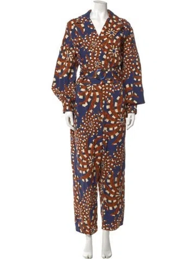 Pre-owned Farm Rio Printed Jumpsuit In Blue