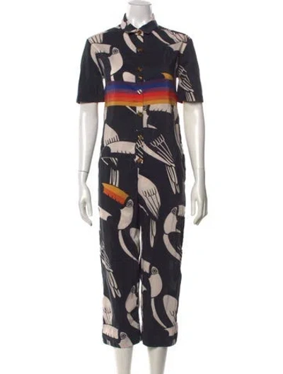 Pre-owned Farm Rio Printed Jumpsuit In Blue