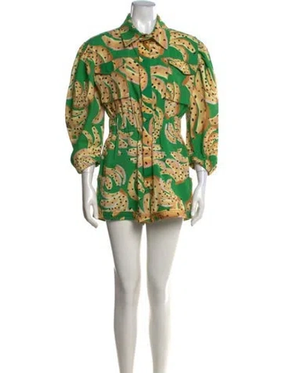 Pre-owned Farm Rio Printed Jumpsuit In Green