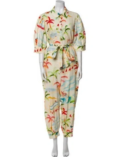 Pre-owned Farm Rio Printed Jumpsuit In Neutral