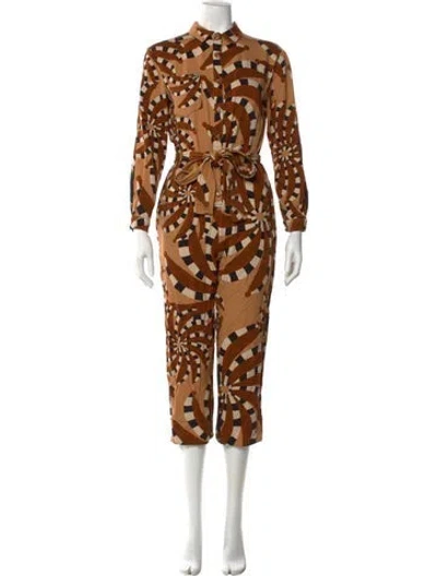 Pre-owned Farm Rio Printed Jumpsuit In Orange