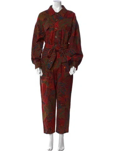 Pre-owned Farm Rio Printed Jumpsuit W/ Tags In Red