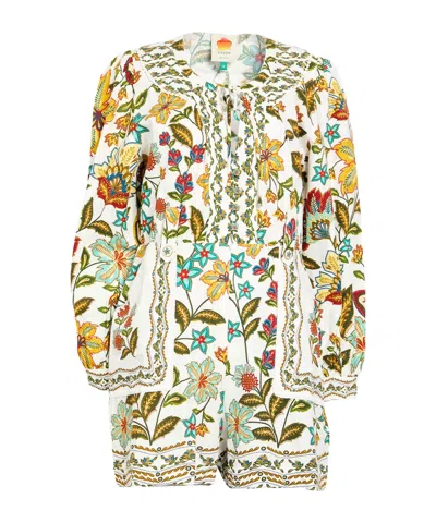 Farm Rio Printed Jumpsuit In White