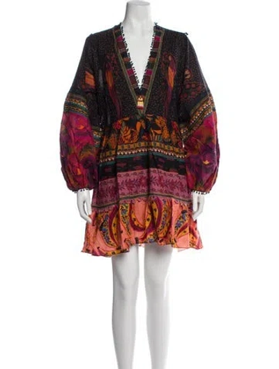 Pre-owned Farm Rio Printed Knee-length Dress In Black
