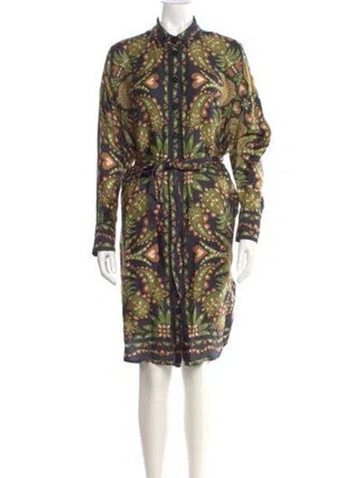 Pre-owned Farm Rio Printed Knee-length Dress In Green