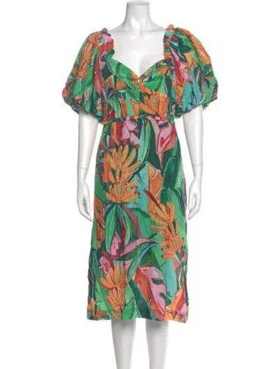 Pre-owned Farm Rio Printed Knee-length Dress In Multi