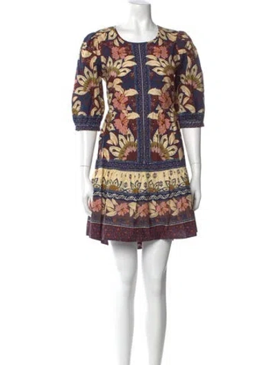 Pre-owned Farm Rio Printed Knee-length Dress In Multi