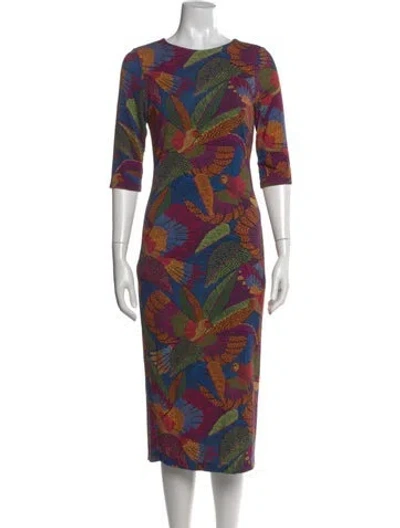Pre-owned Farm Rio Printed Knee-length Dress In Multi