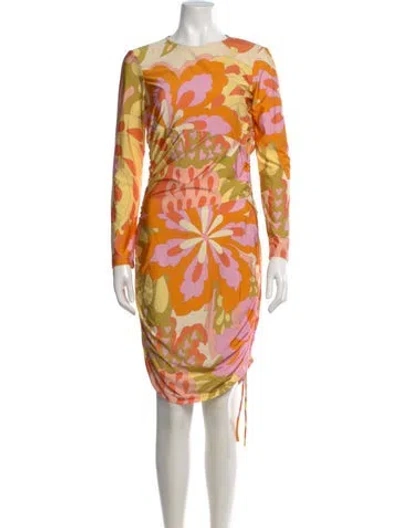 Pre-owned Farm Rio Printed Knee-length Dress In Yellow