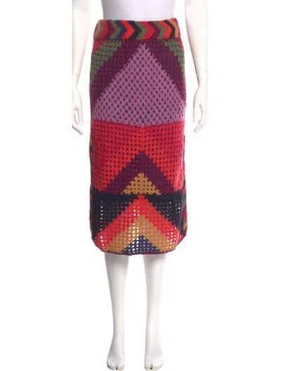 Pre-owned Farm Rio Printed Knee-length Skirt In Purple