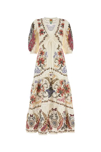 Farm Rio Printed Linen Blend Dress In Multi