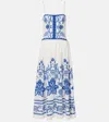 Farm Rio Off-white Shell Garden Lenzing Ecovero Euroflax Midi Dress In Blue