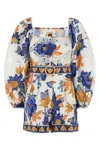 Farm Rio Printed Linen Blend Summer Flowers Jumpsuit In White