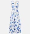 Farm Rio Printed Linen Midi Dress In White