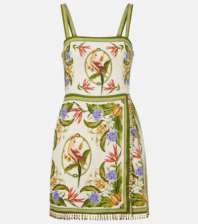 Farm Rio Printed Linen Minidress In Multi