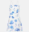 Farm Rio Printed Linen Minidress In White