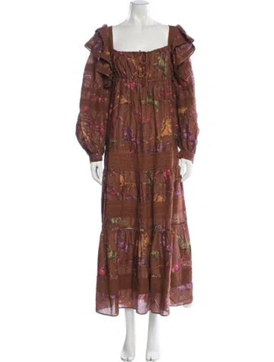 Pre-owned Farm Rio Printed Long Dress