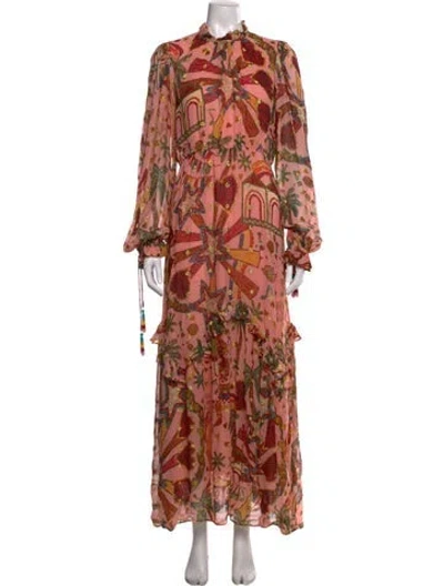 Pre-owned Farm Rio Printed Long Dress