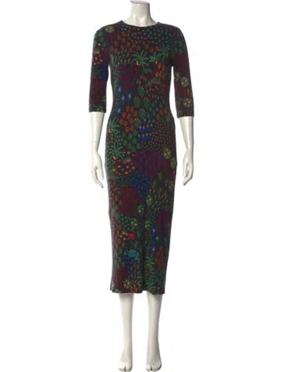 Pre-owned Farm Rio Printed Long Dress In Black
