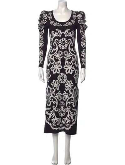 Pre-owned Farm Rio Printed Long Dress In Black