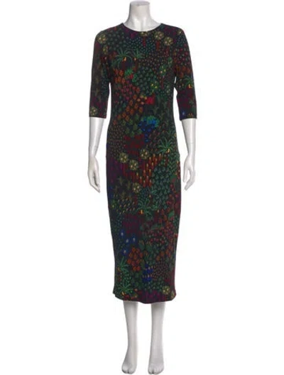 Pre-owned Farm Rio Printed Long Dress In Black