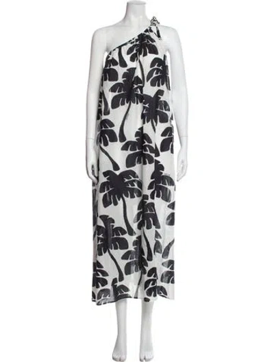Pre-owned Farm Rio Printed Long Dress In Black