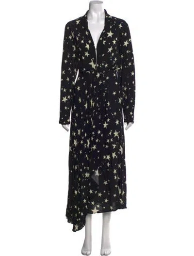 Pre-owned Farm Rio Printed Long Dress In Black