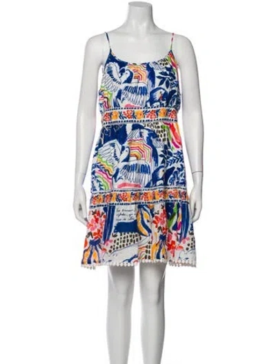 Pre-owned Farm Rio Printed Long Dress In Blue