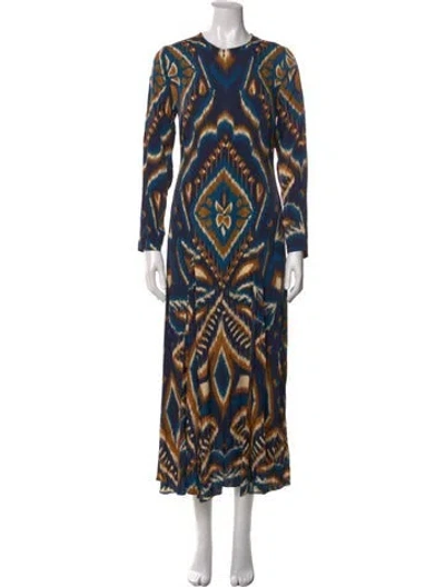 Pre-owned Farm Rio Printed Long Dress In Blue