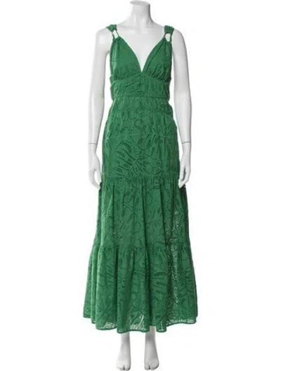 Pre-owned Farm Rio Printed Long Dress In Green
