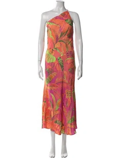 Pre-owned Farm Rio Printed Long Dress In Green